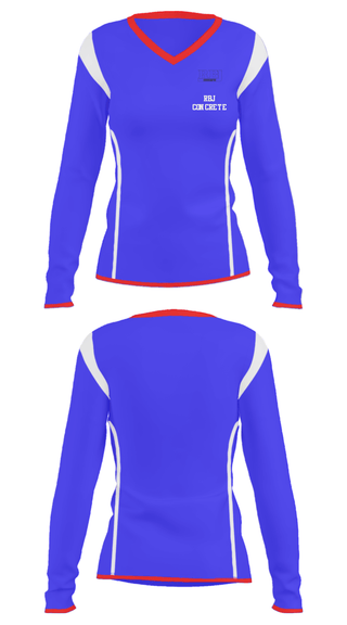 Women's Long Sleeve Vneck Shirt, RBJ Concrete, , Teamtime, Team time, sublimation, custom sports apparel, team uniforms, spirit wear, spiritwear, sports uniforms, custom shirts, team store, custom team store, fundraiser sports, apparel fundraiser