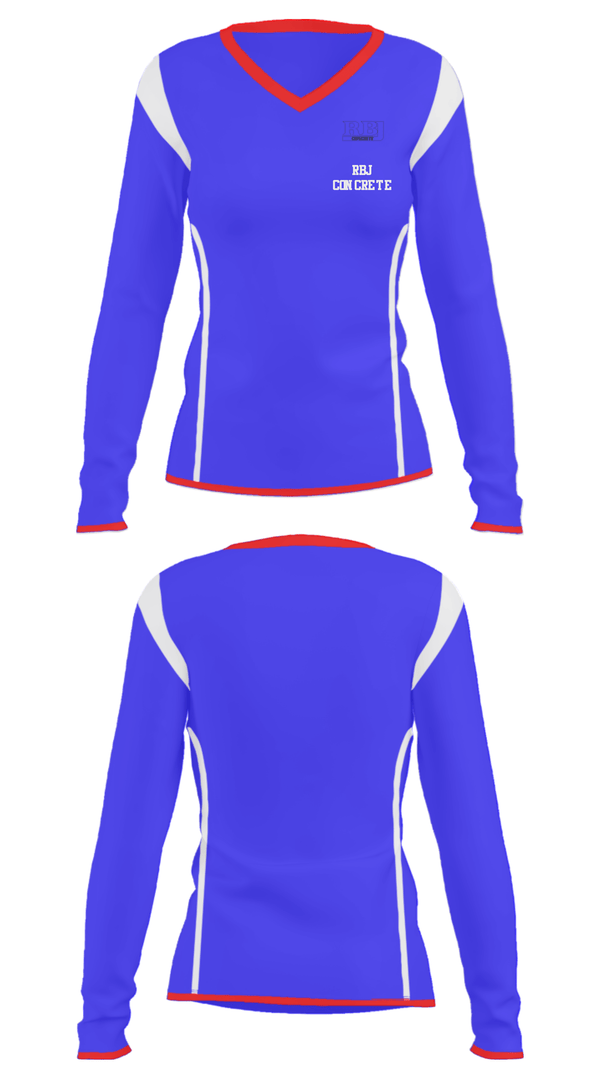 Women's Long Sleeve Vneck Shirt, RBJ Concrete, , Teamtime, Team time, sublimation, custom sports apparel, team uniforms, spirit wear, spiritwear, sports uniforms, custom shirts, team store, custom team store, fundraiser sports, apparel fundraiser