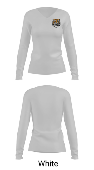 Women's Long Sleeve Vneck Shirt, White Plains High School, Spirit Store, Teamtime, Team time, sublimation, custom sports apparel, team uniforms, spirit wear, spiritwear, sports uniforms, custom shirts, team store, custom team store, fundraiser sports, apparel fundraiser