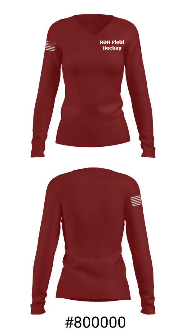 Women's Long Sleeve Vneck Shirt, RBR Field Hockey, Field Hockey, Teamtime, Team time, sublimation, custom sports apparel, team uniforms, spirit wear, spiritwear, sports uniforms, custom shirts, team store, custom team store, fundraiser sports, apparel fundraiser