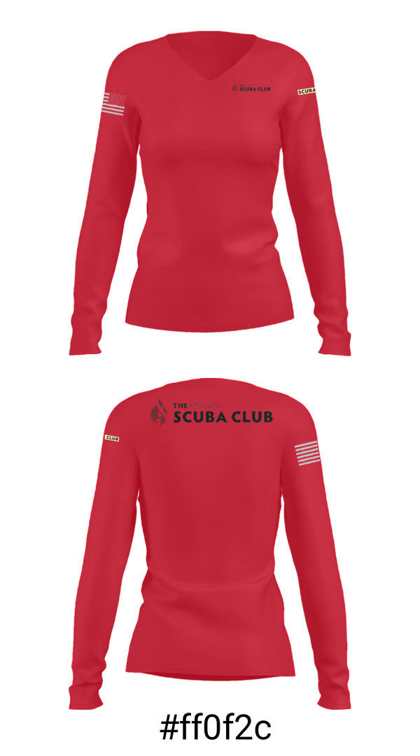 Women's Long Sleeve Vneck Shirt, The Kyalami Scuba Club, , Teamtime, Team time, sublimation, custom sports apparel, team uniforms, spirit wear, spiritwear, sports uniforms, custom shirts, team store, custom team store, fundraiser sports, apparel fundraiser