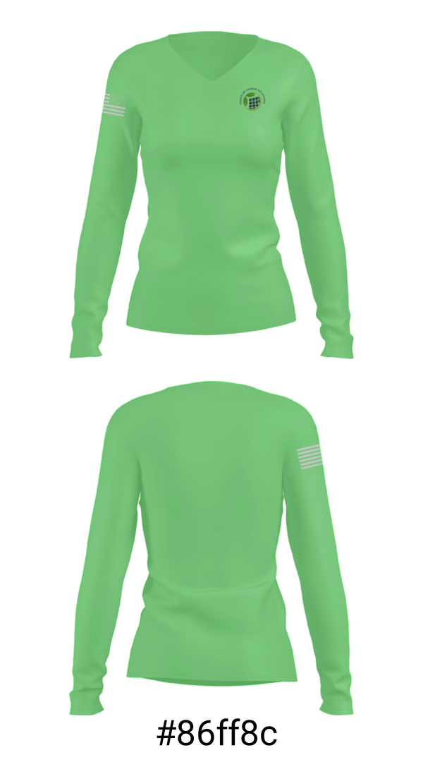 Women's Long Sleeve Vneck Shirt, Touch of power solutions, , Teamtime, Team time, sublimation, custom sports apparel, team uniforms, spirit wear, spiritwear, sports uniforms, custom shirts, team store, custom team store, fundraiser sports, apparel fundraiser