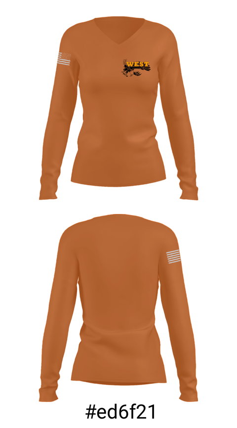 Women's Long Sleeve Vneck Shirt, West High School Gymnastics, Spirit Store, Teamtime, Team time, sublimation, custom sports apparel, team uniforms, spirit wear, spiritwear, sports uniforms, custom shirts, team store, custom team store, fundraiser sports, apparel fundraiser