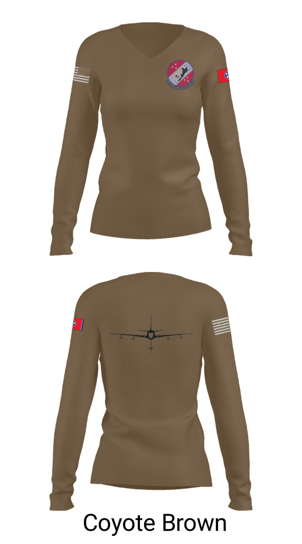 Women's Long Sleeve Vneck Shirt, 151st Air Refueling Squadron, Air Force, Teamtime, Team time, sublimation, custom sports apparel, team uniforms, spirit wear, spiritwear, sports uniforms, custom shirts, team store, custom team store, fundraiser sports, apparel fundraiser