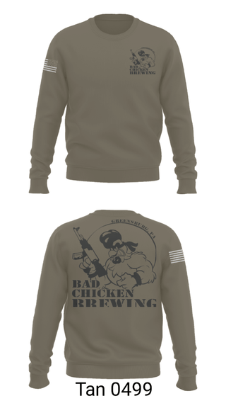Crew Neck Sweatshirt, Bad Chicken Brewing, Army, Teamtime, Team time, sublimation, custom sports apparel, team uniforms, spirit wear, spiritwear, sports uniforms, custom shirts, team store, custom team store, fundraiser sports, apparel fundraiser