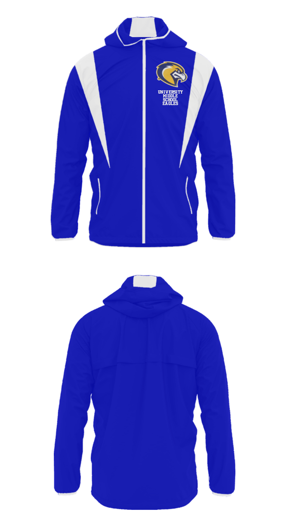 Windbreaker, University Middle School Eagles, Spirit Store, Teamtime, Team time, sublimation, custom sports apparel, team uniforms, spirit wear, spiritwear, sports uniforms, custom shirts, team store, custom team store, fundraiser sports, apparel fundraiser