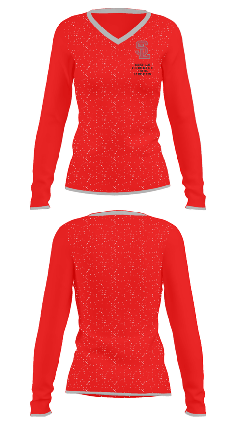 Women's Long Sleeve Vneck Shirt, Silver Lake Regional High School Gymnastics, Spirit Store, Teamtime, Team time, sublimation, custom sports apparel, team uniforms, spirit wear, spiritwear, sports uniforms, custom shirts, team store, custom team store, fundraiser sports, apparel fundraiser