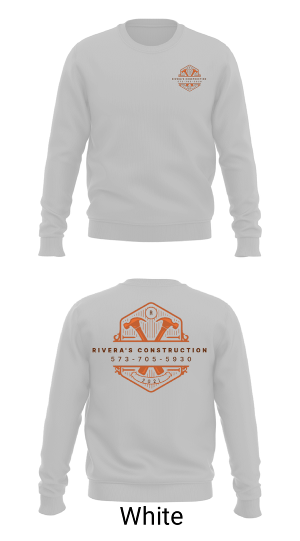 Crew Neck Sweatshirt, Rivera's Construction, , Teamtime, Team time, sublimation, custom sports apparel, team uniforms, spirit wear, spiritwear, sports uniforms, custom shirts, team store, custom team store, fundraiser sports, apparel fundraiser