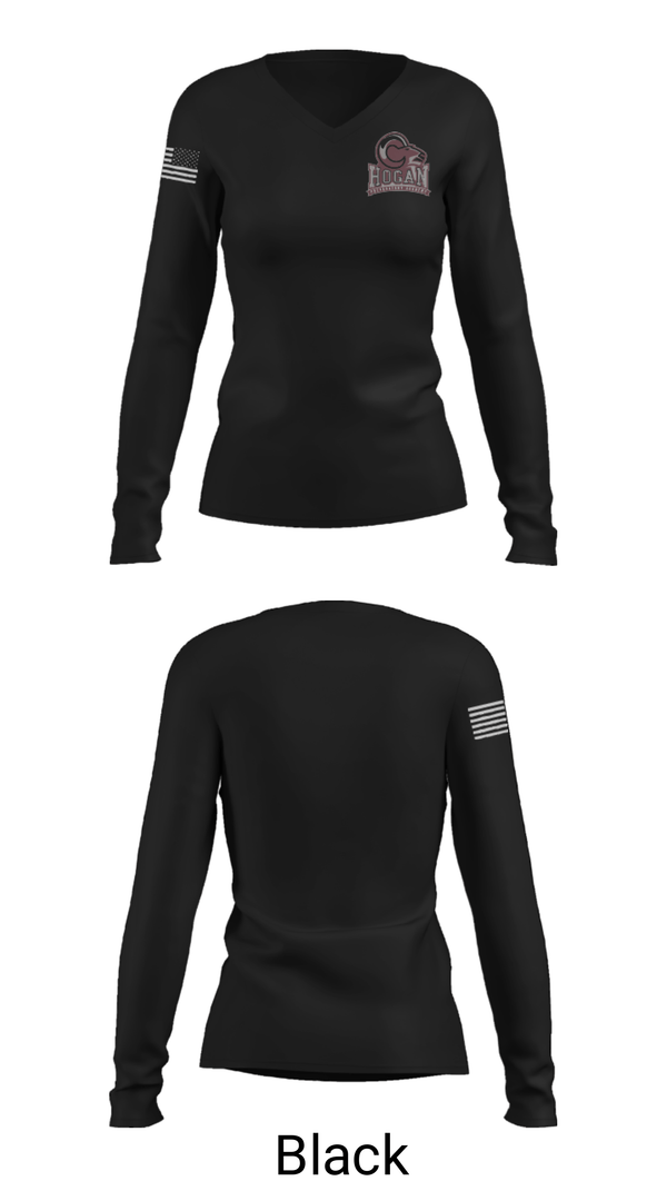 Women's Long Sleeve Vneck Shirt, Hogan Prep Academy, Spirit Store, Teamtime, Team time, sublimation, custom sports apparel, team uniforms, spirit wear, spiritwear, sports uniforms, custom shirts, team store, custom team store, fundraiser sports, apparel fundraiser