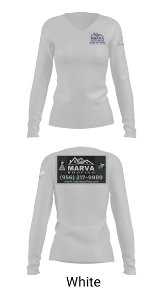 Women's Long Sleeve Vneck Shirt, Marva Roofing, , Teamtime, Team time, sublimation, custom sports apparel, team uniforms, spirit wear, spiritwear, sports uniforms, custom shirts, team store, custom team store, fundraiser sports, apparel fundraiser