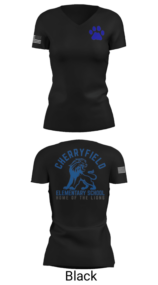 Women's Short Sleeve Vneck Shirt, Cherryfield Elementary School, Spirit Store, Teamtime, Team time, sublimation, custom sports apparel, team uniforms, spirit wear, spiritwear, sports uniforms, custom shirts, team store, custom team store, fundraiser sports, apparel fundraiser