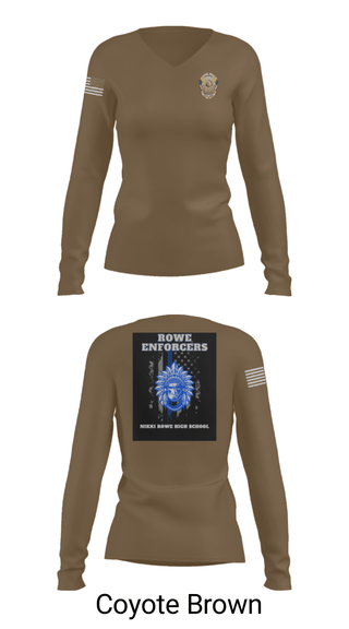 Women's Long Sleeve Vneck Shirt, Rowe Enforcers, Police, Teamtime, Team time, sublimation, custom sports apparel, team uniforms, spirit wear, spiritwear, sports uniforms, custom shirts, team store, custom team store, fundraiser sports, apparel fundraiser