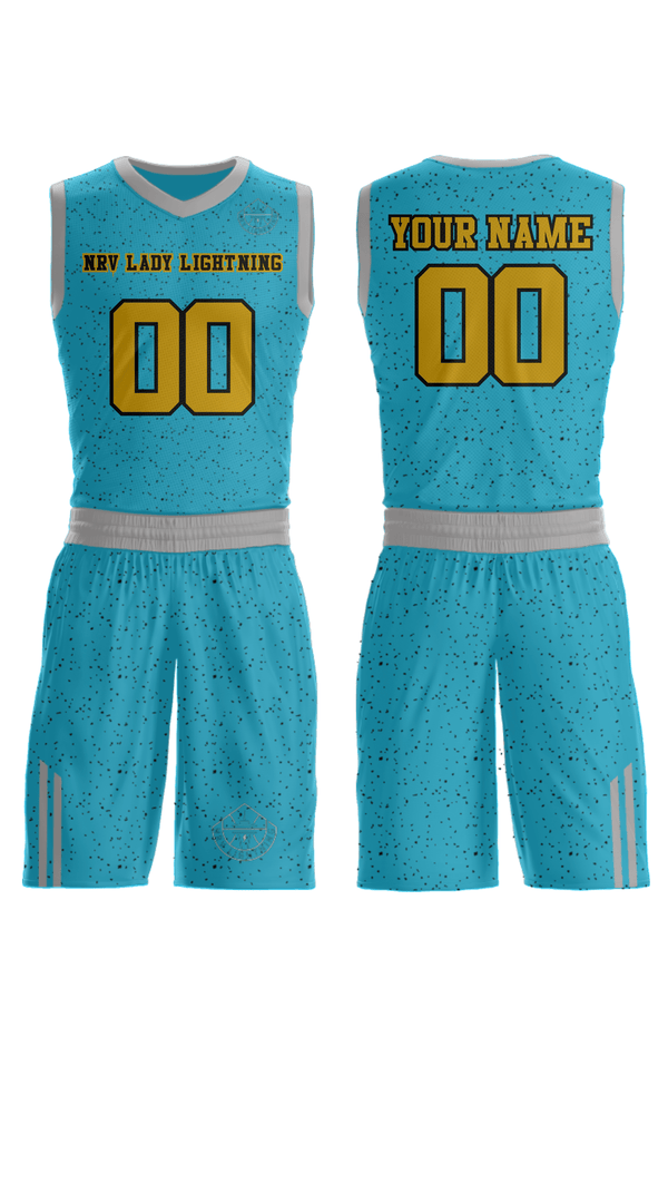 Womens Reversible Basketball Jersey, NRV Lady Lightning, Women's Basketball, Teamtime, Team time, sublimation, custom sports apparel, team uniforms, spirit wear, spiritwear, sports uniforms, custom shirts, team store, custom team store, fundraiser sports, apparel fundraiser