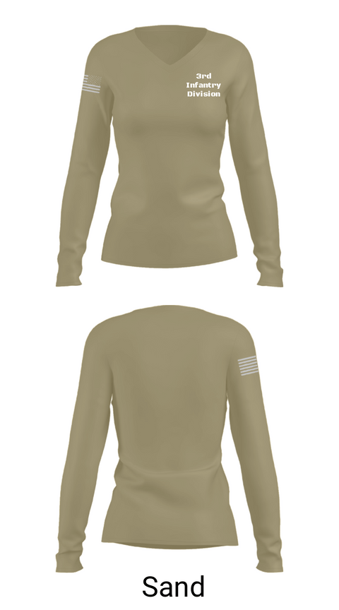 Women's Long Sleeve Vneck Shirt, 3rd Infantry Division, , Teamtime, Team time, sublimation, custom sports apparel, team uniforms, spirit wear, spiritwear, sports uniforms, custom shirts, team store, custom team store, fundraiser sports, apparel fundraiser