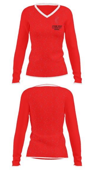 Women's Long Sleeve Vneck Shirt, Wyoming Indian Elementary School, Spirit Store, Teamtime, Team time, sublimation, custom sports apparel, team uniforms, spirit wear, spiritwear, sports uniforms, custom shirts, team store, custom team store, fundraiser sports, apparel fundraiser