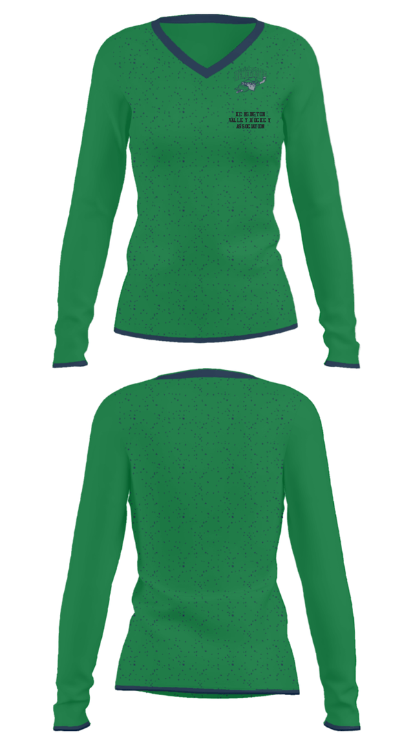 Women's Long Sleeve Vneck Shirt, Kensington Valley Hockey Association, Ice Hockey, Teamtime, Team time, sublimation, custom sports apparel, team uniforms, spirit wear, spiritwear, sports uniforms, custom shirts, team store, custom team store, fundraiser sports, apparel fundraiser