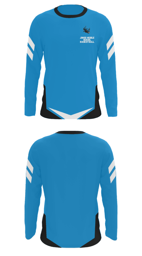Long Sleeve Performance Shirt, Jones Middle School Basketball, Men's Basketball, Teamtime, Team time, sublimation, custom sports apparel, team uniforms, spirit wear, spiritwear, sports uniforms, custom shirts, team store, custom team store, fundraiser sports, apparel fundraiser