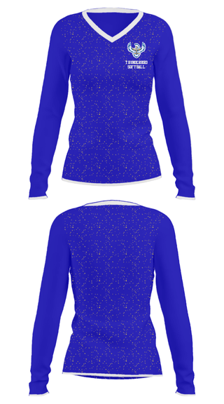 Women's Long Sleeve Vneck Shirt, Thunderbird Softball, Softball, Teamtime, Team time, sublimation, custom sports apparel, team uniforms, spirit wear, spiritwear, sports uniforms, custom shirts, team store, custom team store, fundraiser sports, apparel fundraiser