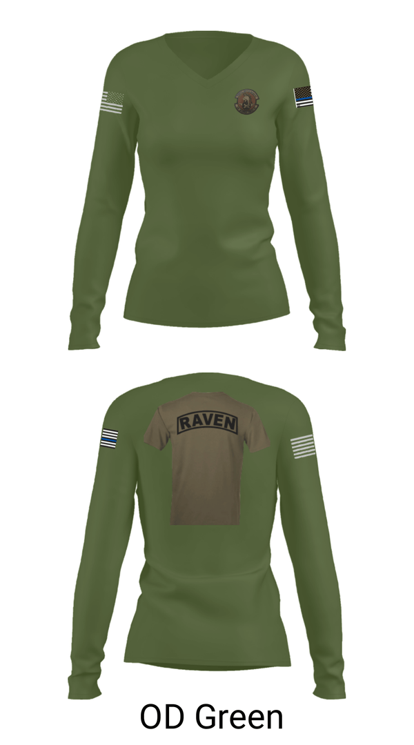 Women's Long Sleeve Vneck Shirt, , Air Force, Teamtime, Team time, sublimation, custom sports apparel, team uniforms, spirit wear, spiritwear, sports uniforms, custom shirts, team store, custom team store, fundraiser sports, apparel fundraiser