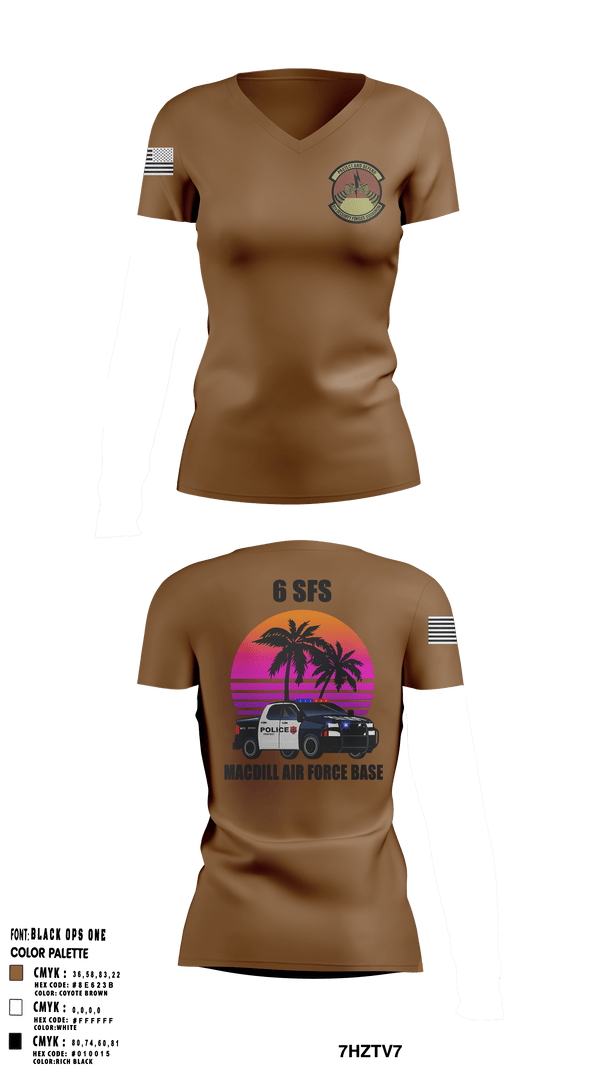 Women's Short Sleeve Vneck Shirt, 6th Security Forces Squadron, Air Force, Teamtime, Team time, sublimation, custom sports apparel, team uniforms, spirit wear, spiritwear, sports uniforms, custom shirts, team store, custom team store, fundraiser sports, apparel fundraiser