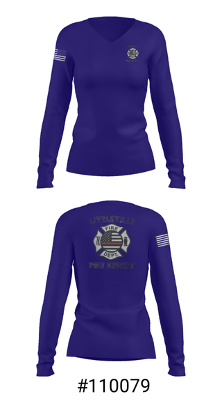 Women's Long Sleeve Vneck Shirt, Littleville Fire & Rescue, Fire Department, Teamtime, Team time, sublimation, custom sports apparel, team uniforms, spirit wear, spiritwear, sports uniforms, custom shirts, team store, custom team store, fundraiser sports, apparel fundraiser