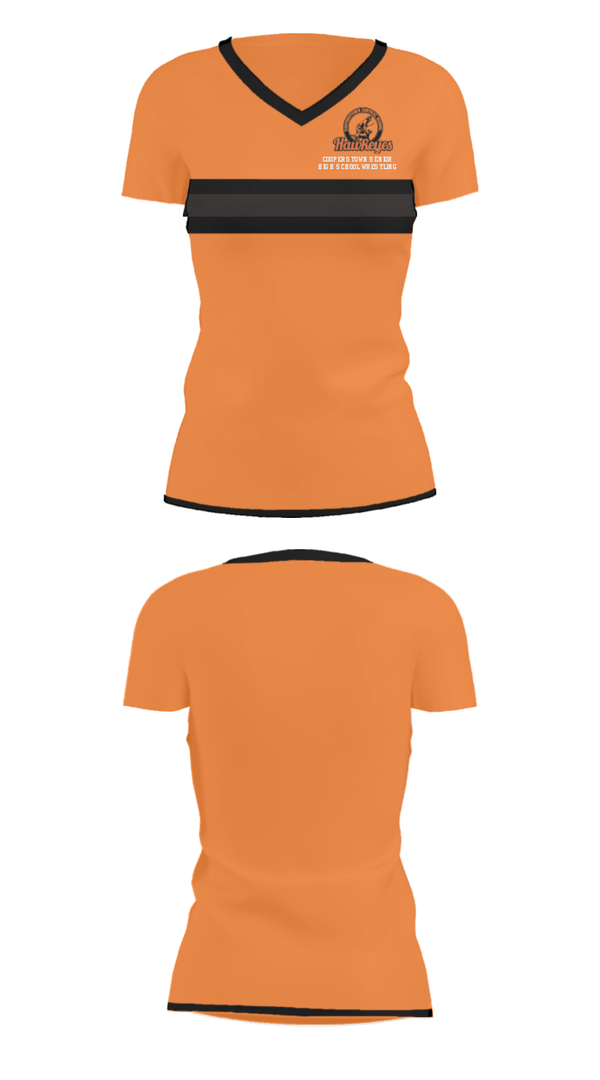 Women's Short Sleeve Vneck Shirt, Cooperstown Senior High School Wrestling, Wrestling, Teamtime, Team time, sublimation, custom sports apparel, team uniforms, spirit wear, spiritwear, sports uniforms, custom shirts, team store, custom team store, fundraiser sports, apparel fundraiser
