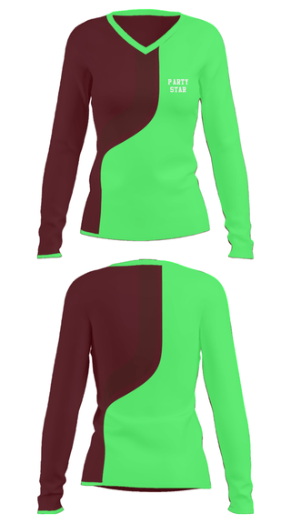 Women's Long Sleeve Vneck Shirt, Party star, , Teamtime, Team time, sublimation, custom sports apparel, team uniforms, spirit wear, spiritwear, sports uniforms, custom shirts, team store, custom team store, fundraiser sports, apparel fundraiser
