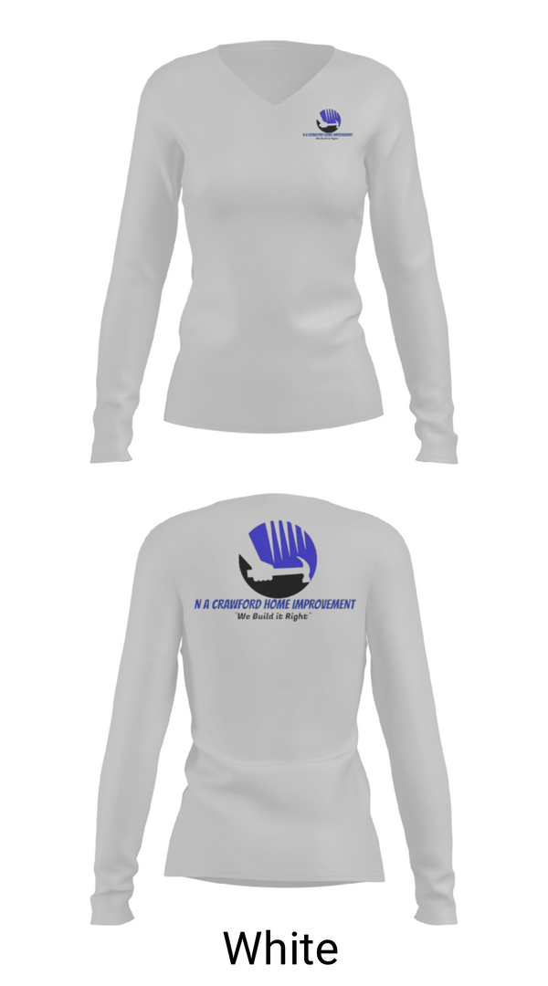 Women's Long Sleeve Vneck Shirt, NA Crawford Home Improvement, , Teamtime, Team time, sublimation, custom sports apparel, team uniforms, spirit wear, spiritwear, sports uniforms, custom shirts, team store, custom team store, fundraiser sports, apparel fundraiser