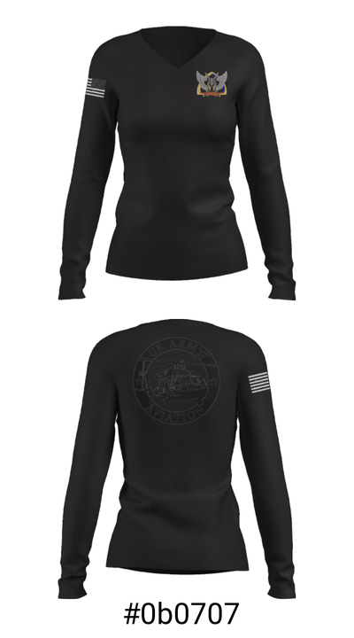 A Co 1-13 AVN REGT 59658620 Women's Long Sleeve V-neck Shirt - 7
