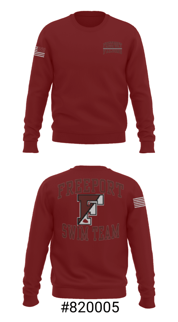 Crew Neck Sweatshirt, Freeport High School, Swimming, Teamtime, Team time, sublimation, custom sports apparel, team uniforms, spirit wear, spiritwear, sports uniforms, custom shirts, team store, custom team store, fundraiser sports, apparel fundraiser