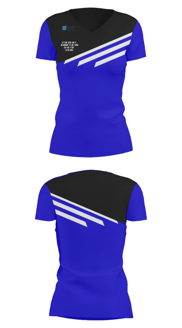 Women's Short Sleeve Vneck Shirt, Storefront Academy Harlem Charter School, Spirit Store, Teamtime, Team time, sublimation, custom sports apparel, team uniforms, spirit wear, spiritwear, sports uniforms, custom shirts, team store, custom team store, fundraiser sports, apparel fundraiser