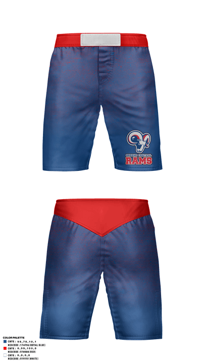Greene Central Rams 3698079 Fight Shorts - 2