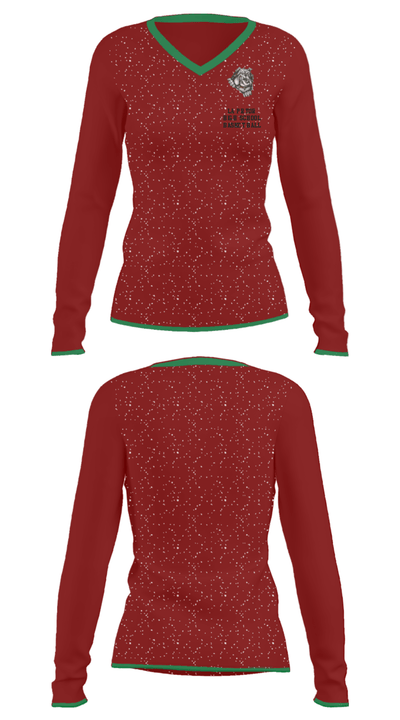 La Pryor High School Basketball 61962309 Women's Long Sleeve V-neck Shirt - 34
