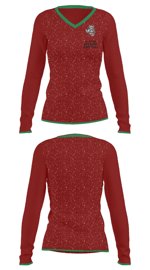 Women's Long Sleeve Vneck Shirt, La Pryor High School Basketball, Men's Basketball, Teamtime, Team time, sublimation, custom sports apparel, team uniforms, spirit wear, spiritwear, sports uniforms, custom shirts, team store, custom team store, fundraiser sports, apparel fundraiser