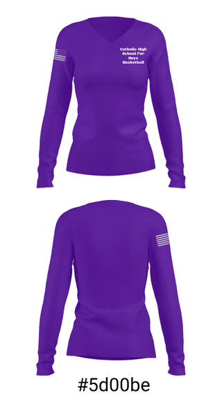 Women's Long Sleeve Vneck Shirt, Catholic High School For Boys Basketball, Men's Basketball, Teamtime, Team time, sublimation, custom sports apparel, team uniforms, spirit wear, spiritwear, sports uniforms, custom shirts, team store, custom team store, fundraiser sports, apparel fundraiser