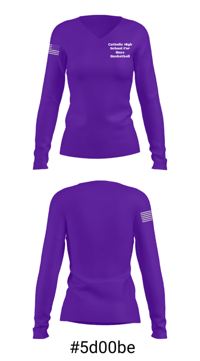 Catholic High School For Boys Basketball 92990024 Women's Long Sleeve V-neck Shirt - 20