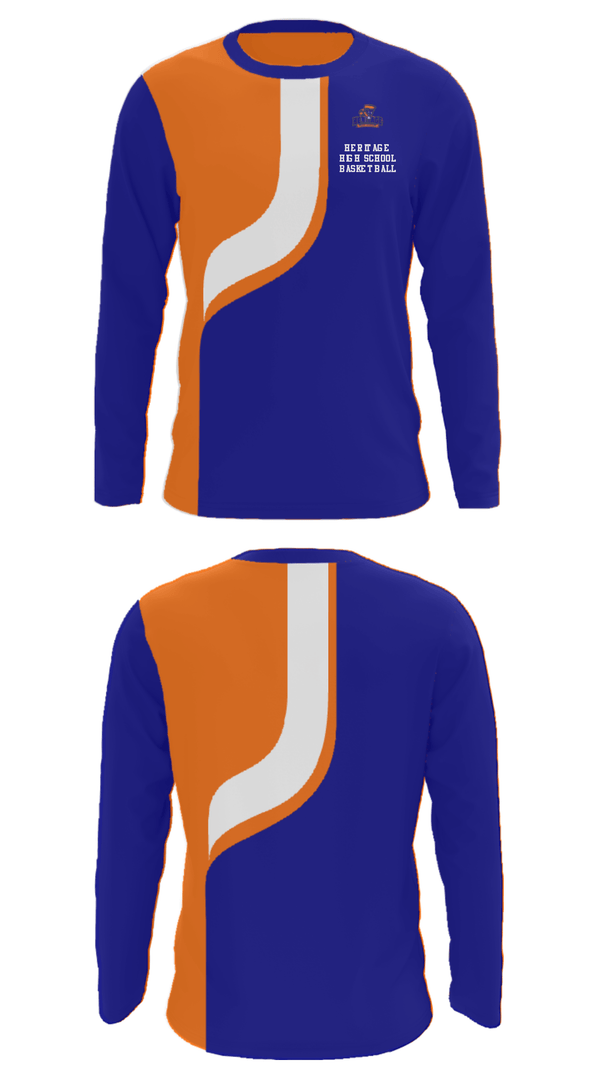 Long Sleeve Performance Shirt, Heritage High School Basketball, Women's Basketball, Teamtime, Team time, sublimation, custom sports apparel, team uniforms, spirit wear, spiritwear, sports uniforms, custom shirts, team store, custom team store, fundraiser sports, apparel fundraiser