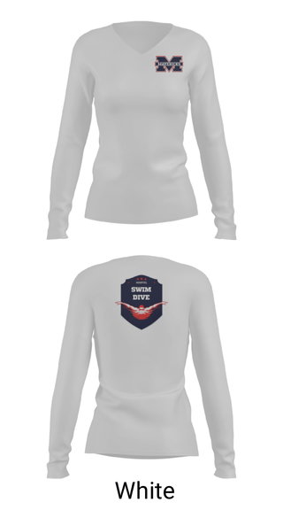 Women's Long Sleeve Vneck Shirt, Manvel High School Swimming, Swimming, Teamtime, Team time, sublimation, custom sports apparel, team uniforms, spirit wear, spiritwear, sports uniforms, custom shirts, team store, custom team store, fundraiser sports, apparel fundraiser