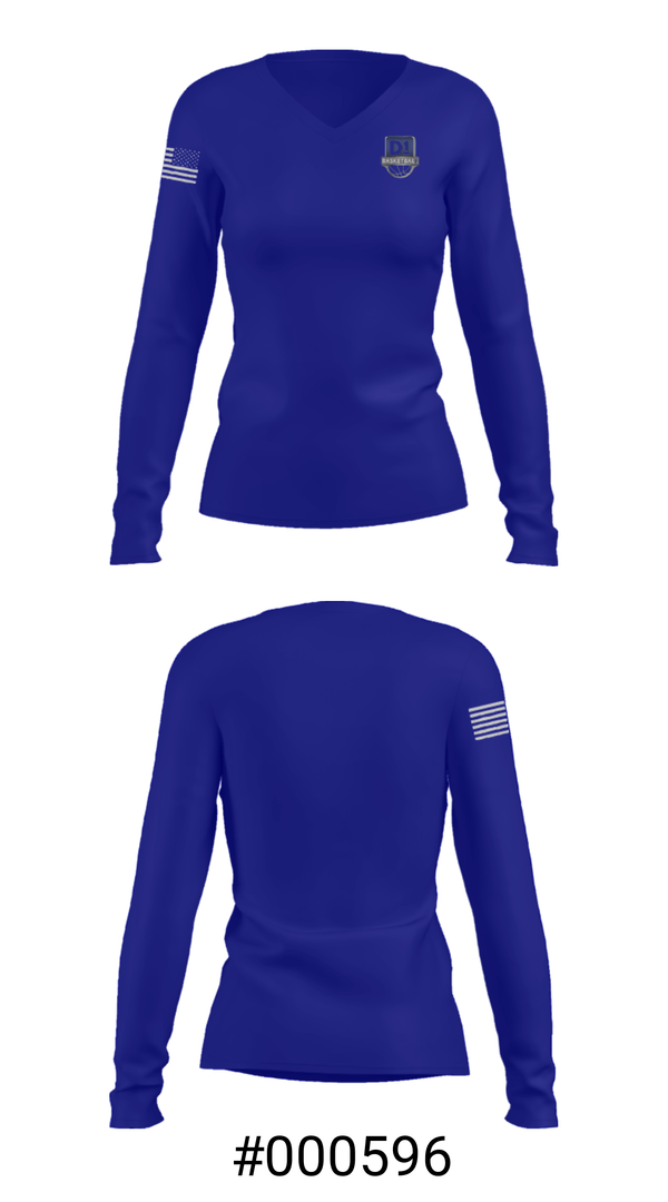 Women's Long Sleeve Vneck Shirt, D1 Basketball DFW, Men's Basketball, Teamtime, Team time, sublimation, custom sports apparel, team uniforms, spirit wear, spiritwear, sports uniforms, custom shirts, team store, custom team store, fundraiser sports, apparel fundraiser