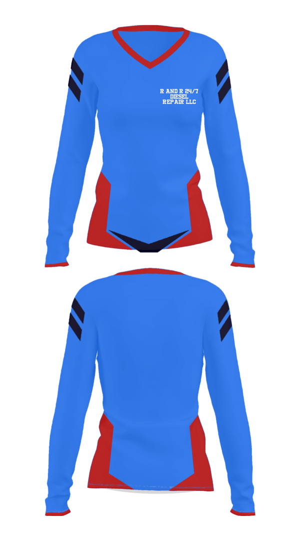 Women's Long Sleeve Vneck Shirt, R and R 24/7 Diesel Repair LLC, , Teamtime, Team time, sublimation, custom sports apparel, team uniforms, spirit wear, spiritwear, sports uniforms, custom shirts, team store, custom team store, fundraiser sports, apparel fundraiser