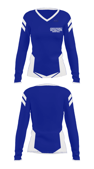 Women's Long Sleeve Vneck Shirt, Jewish Community Center Of Central New Jersey Youth Basketball, Men's Basketball, Teamtime, Team time, sublimation, custom sports apparel, team uniforms, spirit wear, spiritwear, sports uniforms, custom shirts, team store, custom team store, fundraiser sports, apparel fundraiser