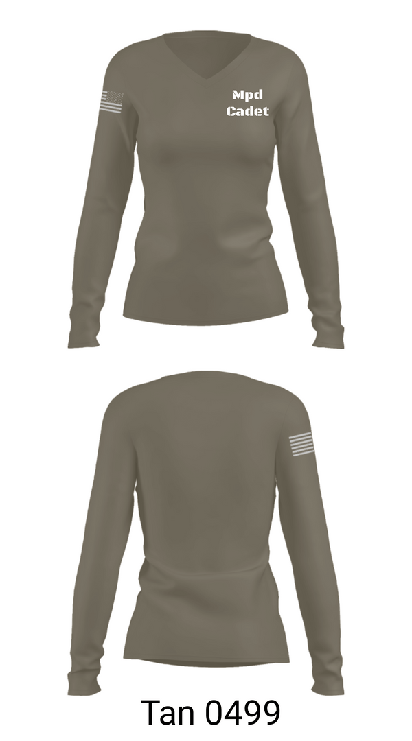 Women's Long Sleeve Vneck Shirt, Mpd Cadet, Police, Teamtime, Team time, sublimation, custom sports apparel, team uniforms, spirit wear, spiritwear, sports uniforms, custom shirts, team store, custom team store, fundraiser sports, apparel fundraiser