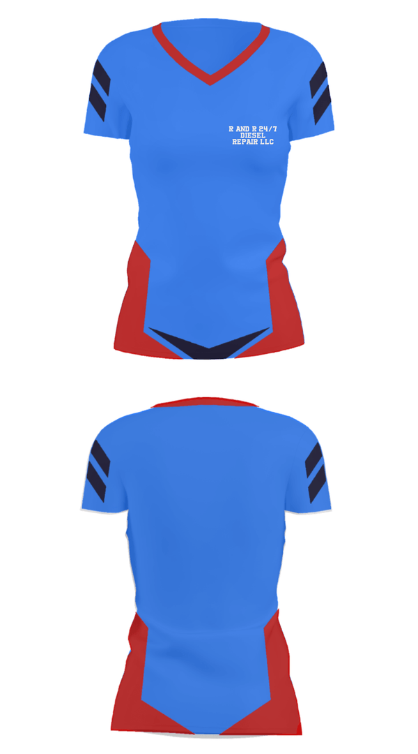 Women's Short Sleeve Vneck Shirt, R and R 24/7 Diesel Repair LLC, , Teamtime, Team time, sublimation, custom sports apparel, team uniforms, spirit wear, spiritwear, sports uniforms, custom shirts, team store, custom team store, fundraiser sports, apparel fundraiser