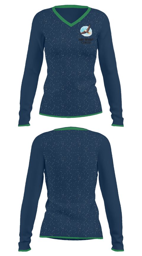 Women's Long Sleeve Vneck Shirt, Dorn Primary Center, Spirit Store, Teamtime, Team time, sublimation, custom sports apparel, team uniforms, spirit wear, spiritwear, sports uniforms, custom shirts, team store, custom team store, fundraiser sports, apparel fundraiser