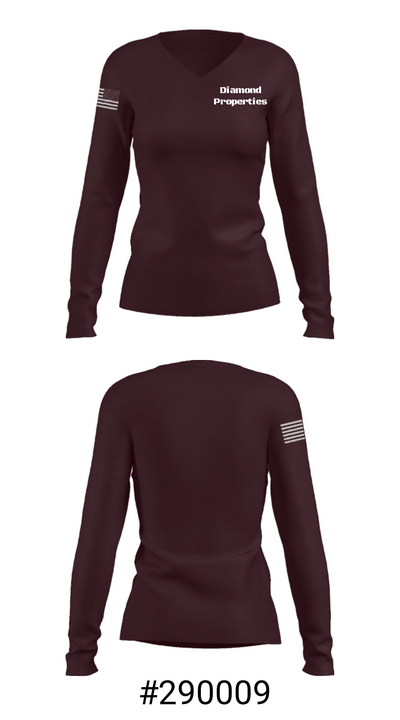Diamond Properties 79095329 Women's Long Sleeve V-neck Shirt - 20