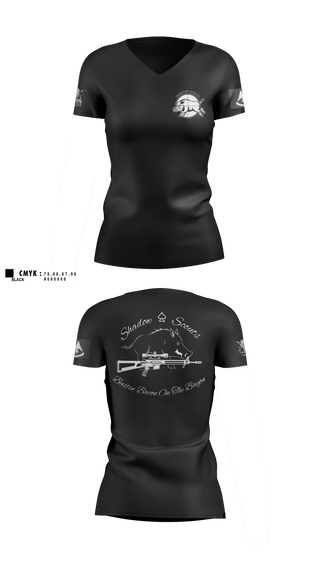 Womens Short Sleeve Vneck Shirt, Shadow Scouts, , Teamtime, Team time, sublimation, custom sports apparel, team uniforms, spirit wear, spiritwear, sports uniforms, custom shirts, team store, custom team store, fundraiser sports, apparel fundraiser