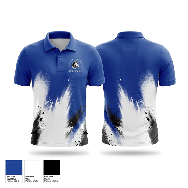 Short Sleeve Performance Polo, Northwest Mississippi Wolves, Men's Basketball, Teamtime, Team time, sublimation, custom sports apparel, team uniforms, spirit wear, spiritwear, sports uniforms, custom shirts, team store, custom team store, fundraiser sports, apparel fundraiser