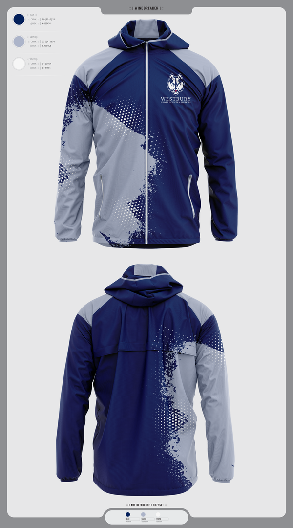 Windbreaker, Westbury Cross Country Huskies, Cross Country, Teamtime, Team time, sublimation, custom sports apparel, team uniforms, spirit wear, spiritwear, sports uniforms, custom shirts, team store, custom team store, fundraiser sports, apparel fundraiser
