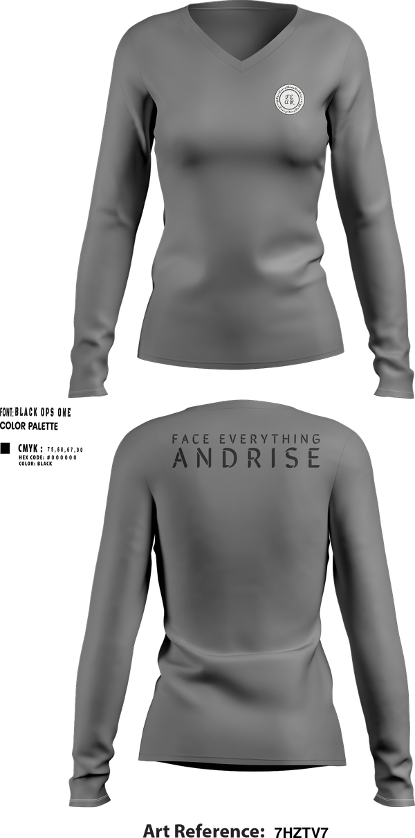 Womens Long Sleeve Vneck Shirt, FearLifestyle, , Teamtime, Team time, sublimation, custom sports apparel, team uniforms, spirit wear, spiritwear, sports uniforms, custom shirts, team store, custom team store, fundraiser sports, apparel fundraiser
