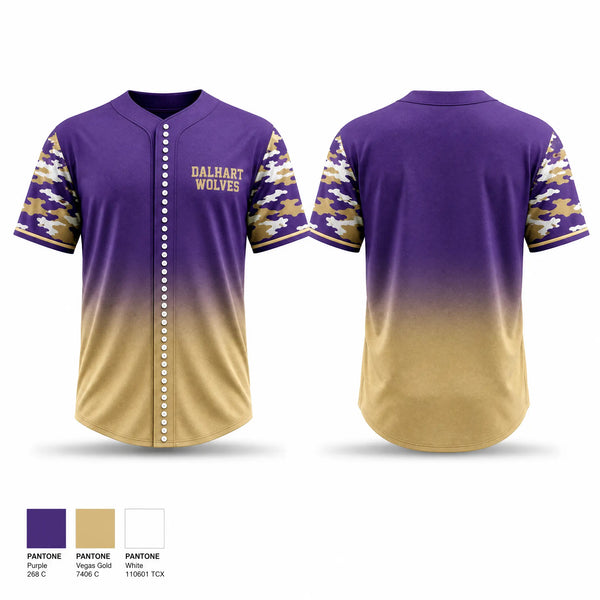 Full Button Baseball Jersey, Dalhart Wolves, Baseball, Teamtime, Team time, sublimation, custom sports apparel, team uniforms, spirit wear, spiritwear, sports uniforms, custom shirts, team store, custom team store, fundraiser sports, apparel fundraiser